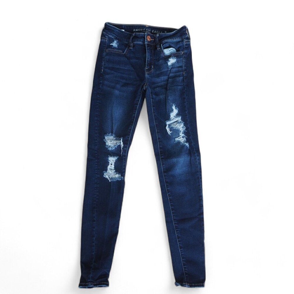 American Eagle Super Stretch Distressed Medium Wash Jegging Jeans Juniors 00